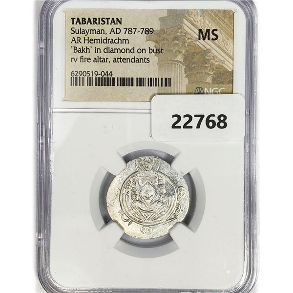 AD 787-789 Tabaristan AR Hemidrachm NGC MS