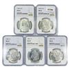 Image 1 : 1885-1902 Set (5) Morgan Silver Dollar NGC MS63