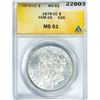 Image 1 : 1878-CC Morgan Silver Dollar ANACS MS61