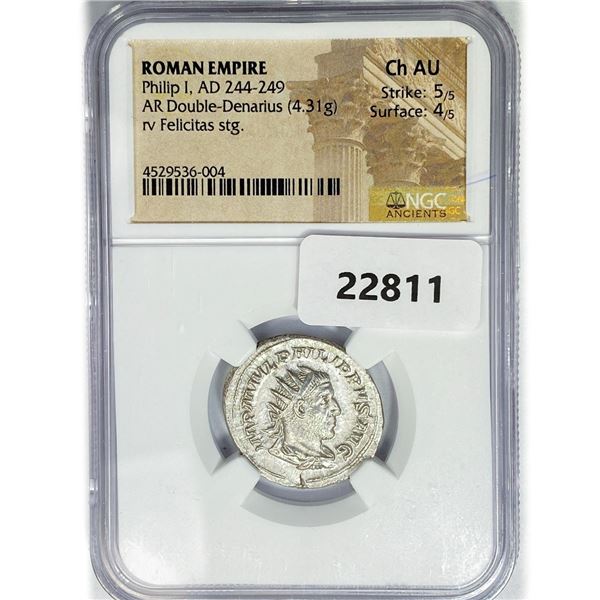 AD 244-249 Roman AR Double-Denarius NGC Ch AU