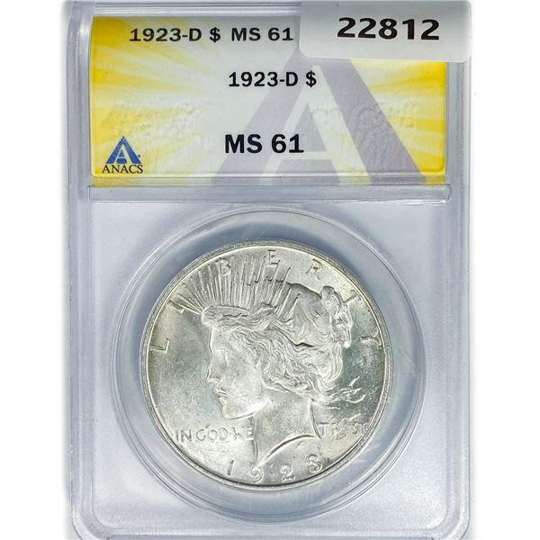 1923-D Silver Peace Dollar ANACS MS61