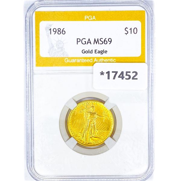 1986 $10 1/4oz American Gold Eagle PGA MS69