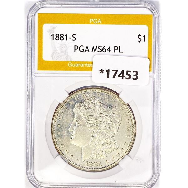 1881-S Morgan Silver Dollar PGA MS64 PL