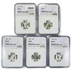 Image 1 : 1945 Set (5) Mercury Silver Dime NGC MS65