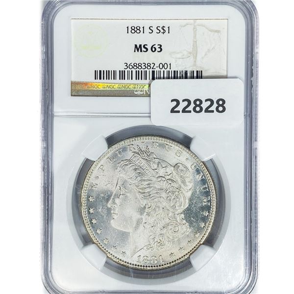 1881-S Morgan Silver Dollar NGC MS63