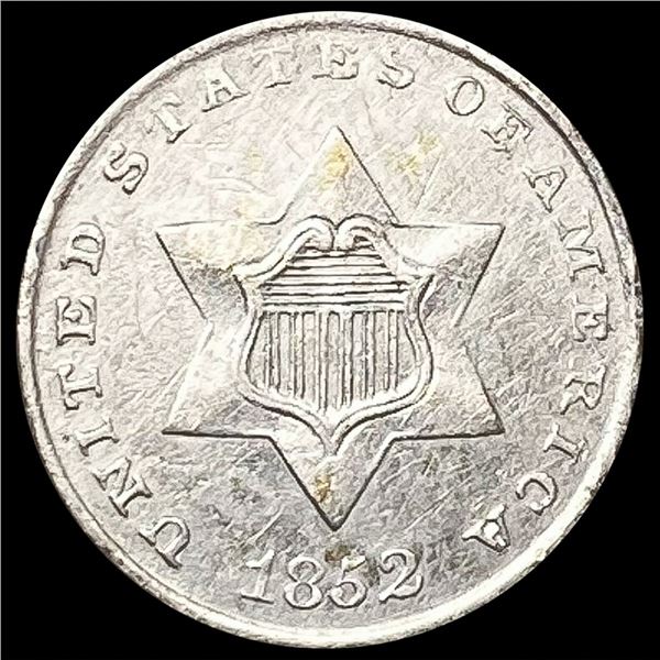 1852 Silver Three Cent NEARLY UNCIRCULATED