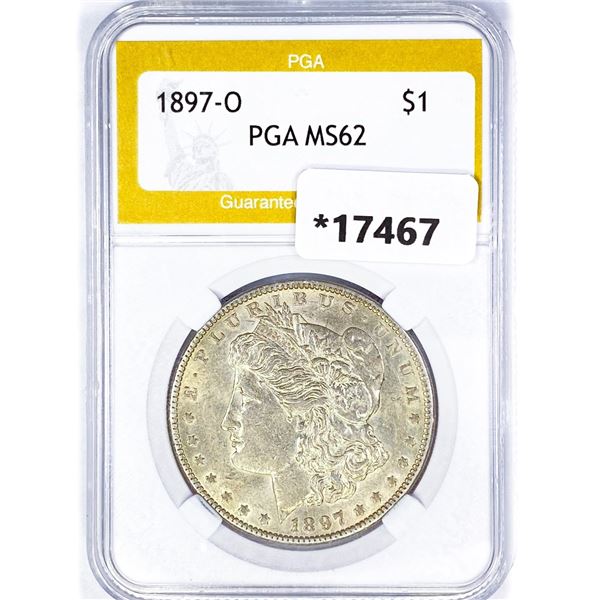 1897-O Morgan Silver Dollar PGA MS62