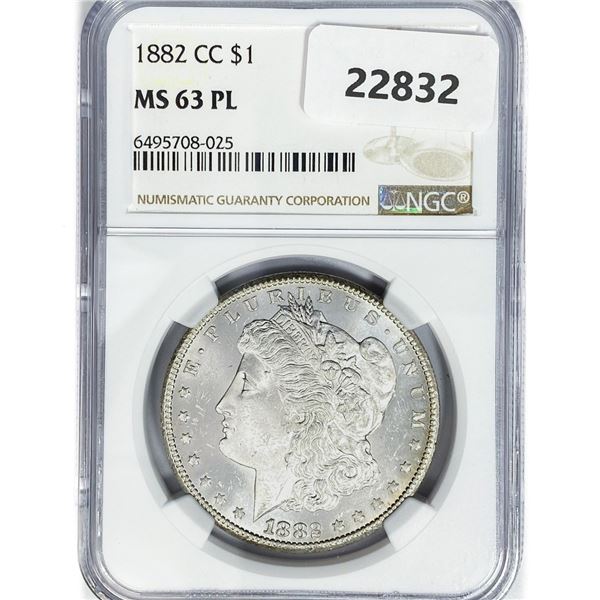 1882-CC Morgan Silver Dollar NGC MS63 PL