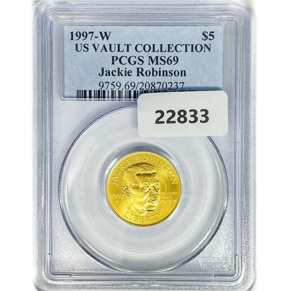 1997-W $5 J. Robinson 8.4g Gold PCGS MS69