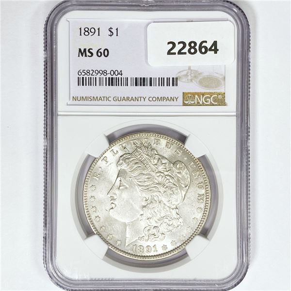 1891 Morgan Silver Dollar NGC MS60