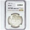 Image 1 : 1891 Morgan Silver Dollar NGC MS60