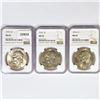Image 1 : 1974 Set (3) Eisenhower Silver Dollars NGC MS65