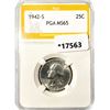 Image 1 : 1942-S Washington Silver Quarter PGA MS65