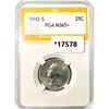 Image 1 : 1942-S Washington Silver Quarter PGA MS65+