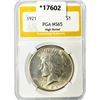 Image 1 : 1921 Silver Peace Dollar PGA MS65 High Relief