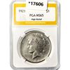Image 1 : 1921 Silver Peace Dollar PGA MS65 High Relief