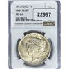 Image 1 : 1921 Silver Peace Dollar NGC MS61 High Relief