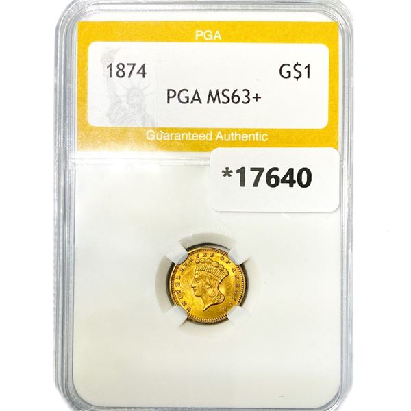 1874 Rare Gold Dollar PGA MS63+