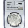 Image 1 : 1887 Morgan Silver Dollar NGC MS63