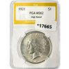 Image 1 : 1921 Silver Peace Dollar PGA MS62 High Relief