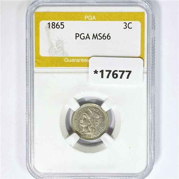 1865 Nickel Three Cent PGA MS66