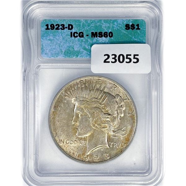 1923-D Silver Peace Dollar ICG MS60