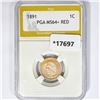 Image 1 : 1891 Indian Head Cent PGA MS64+ RED
