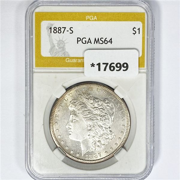 1887-S Morgan Silver Dollar PGA MS64