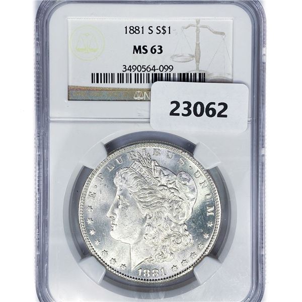 1881-S Morgan Silver Dollar NGC MS63