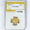 Image 1 : 1925-D $2.50 Gold Quarter Eagle PGA MS64+