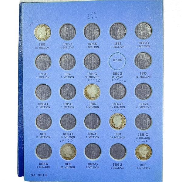 1892-1916 Barber Dime Book (34 Coins)