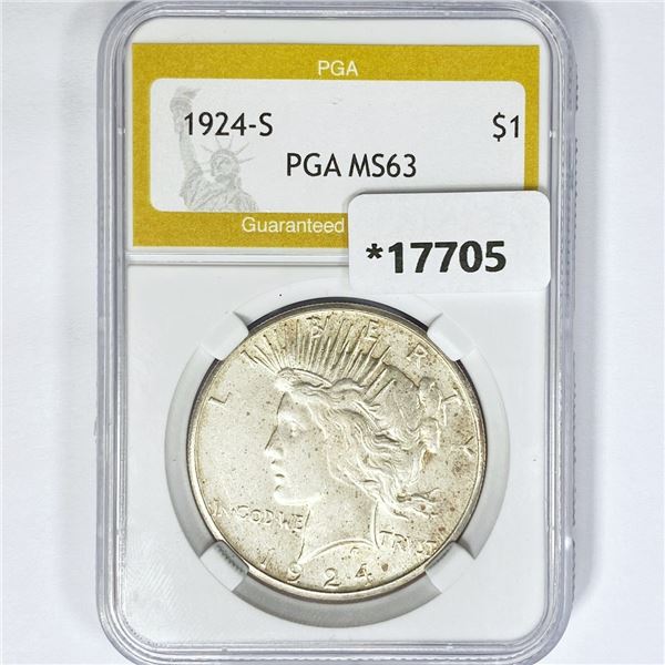 1924-S Silver Peace Dollar PGA MS63