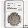 Image 1 : 1892-CC Morgan Silver Dollar NGC AU53