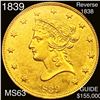 Image 1 : 1839 LG LET HEAD OF 38 $10 Gold Eagle NGC MS61
