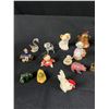 Image 2 : Glass Display Case w/Miniature Collectibles, Lead Figure England, Wimpy, Snoopy, Jade Bear, Carved W