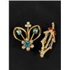 Image 2 : 2 Vintage Rhinestone Pins & Crystal Earrings