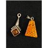 Image 2 : 2 Small Sterling & Amber Pendants