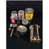 Image 1 : Misc Vintage Glass & Tin Collectibles, Travel Iron In Original Box Etc