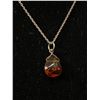 Image 2 : Vintage Sterling Silver Genuine Amber Pendant Necklace