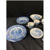 Image 2 : Liberty Blue Historical Colonial Scenes "Old North Church" Made In England Cup, Saucers,Plates Etc