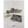 Image 1 : Misc Lot Of Flasks, Mini Tools w/Case, Etc