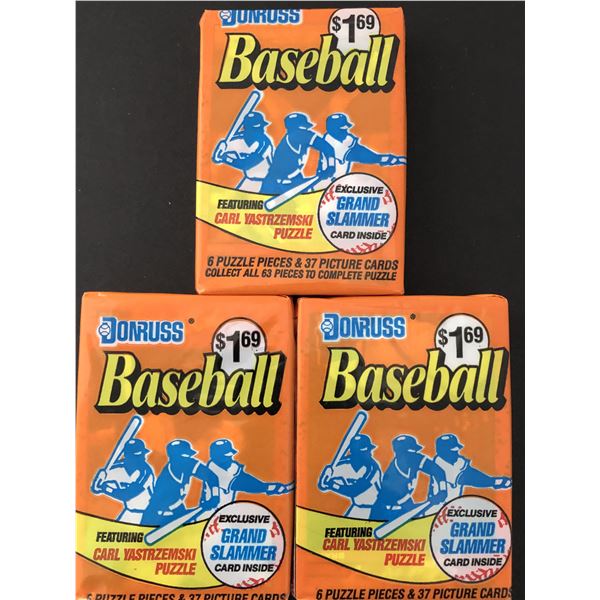 1990 DONRUSS Baseball monster wax packs (3 packs x 37 cards each)