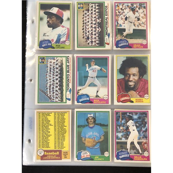 1981 O-PEE-CHEE Baseball collection - over 200 assorted cards
