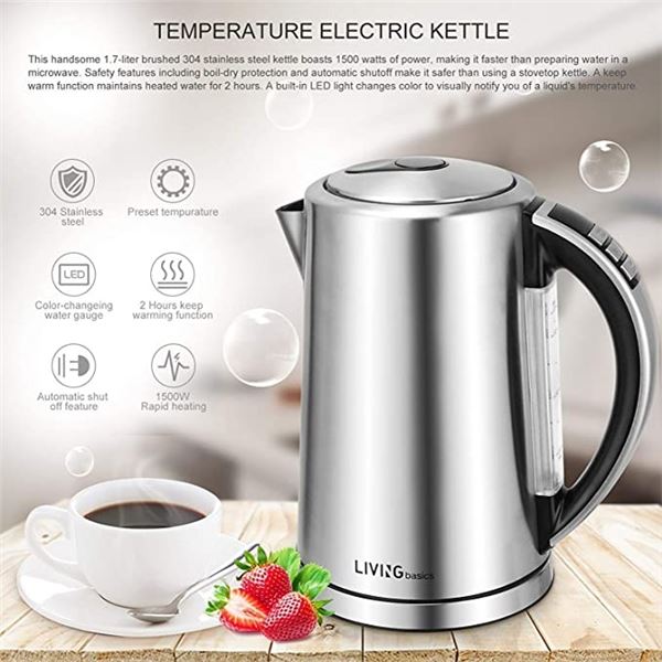 Group of 2 LIVING Basics electric kettles (store return)