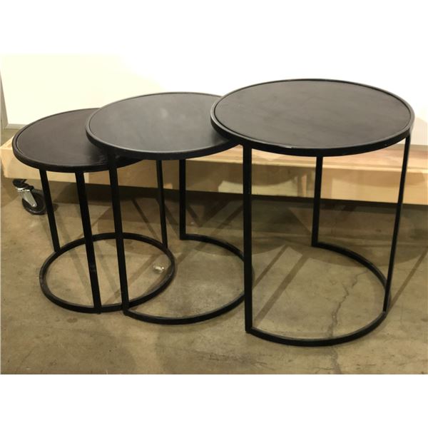 Set of 3 assorted sizes black side tables