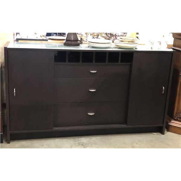 3 Drawers W Sliding Doors Glass Top Cabinet From Estate approx 65 x 3 drawers w sliding doors glass top cabinet from estate approx 65 x