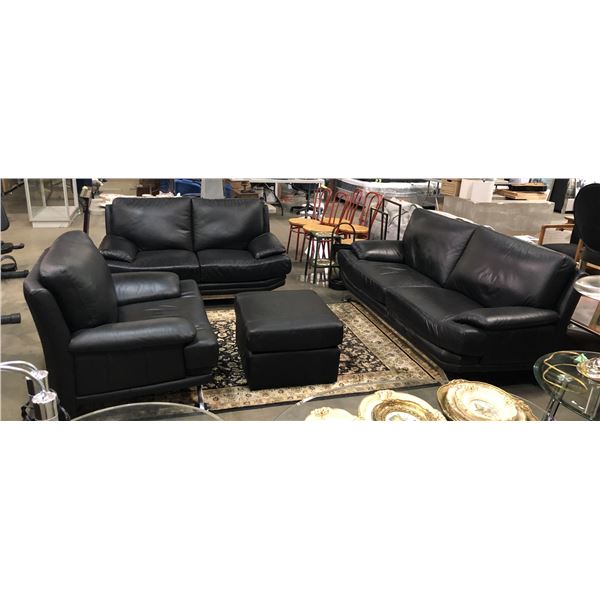 Black leather living room set from estate