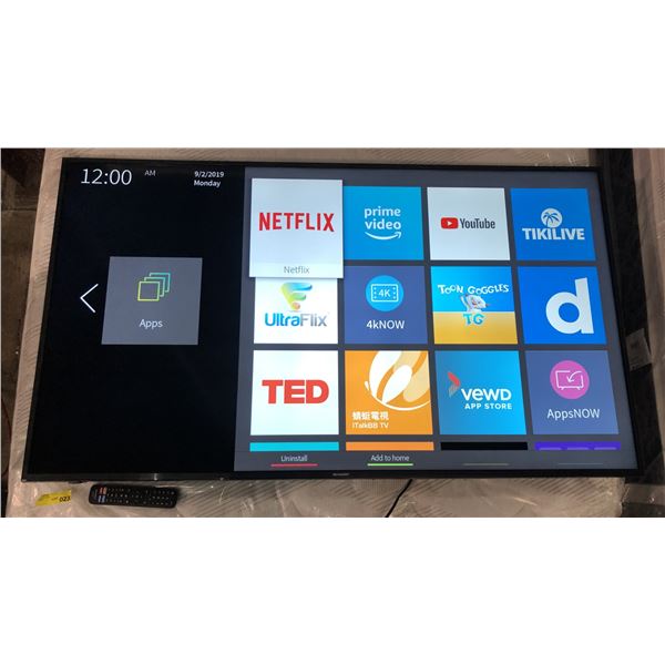 Sharp 65  LED LCD Smart TV w/ remote model LC-65N7004U (tested, good working order)