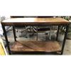 Image 1 : Restoration Hardware metal and wood 2 tier table, 48 x 18