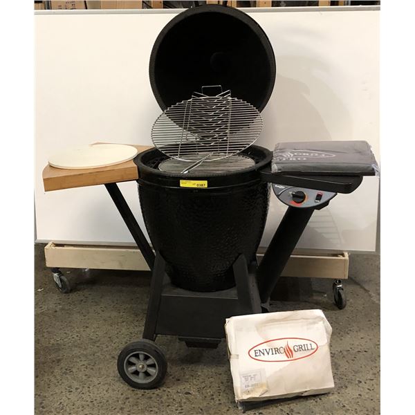 Black Olive Pellet Grill w/ extra accessories includes pstone/ cast iron cooking grill/ barbecue